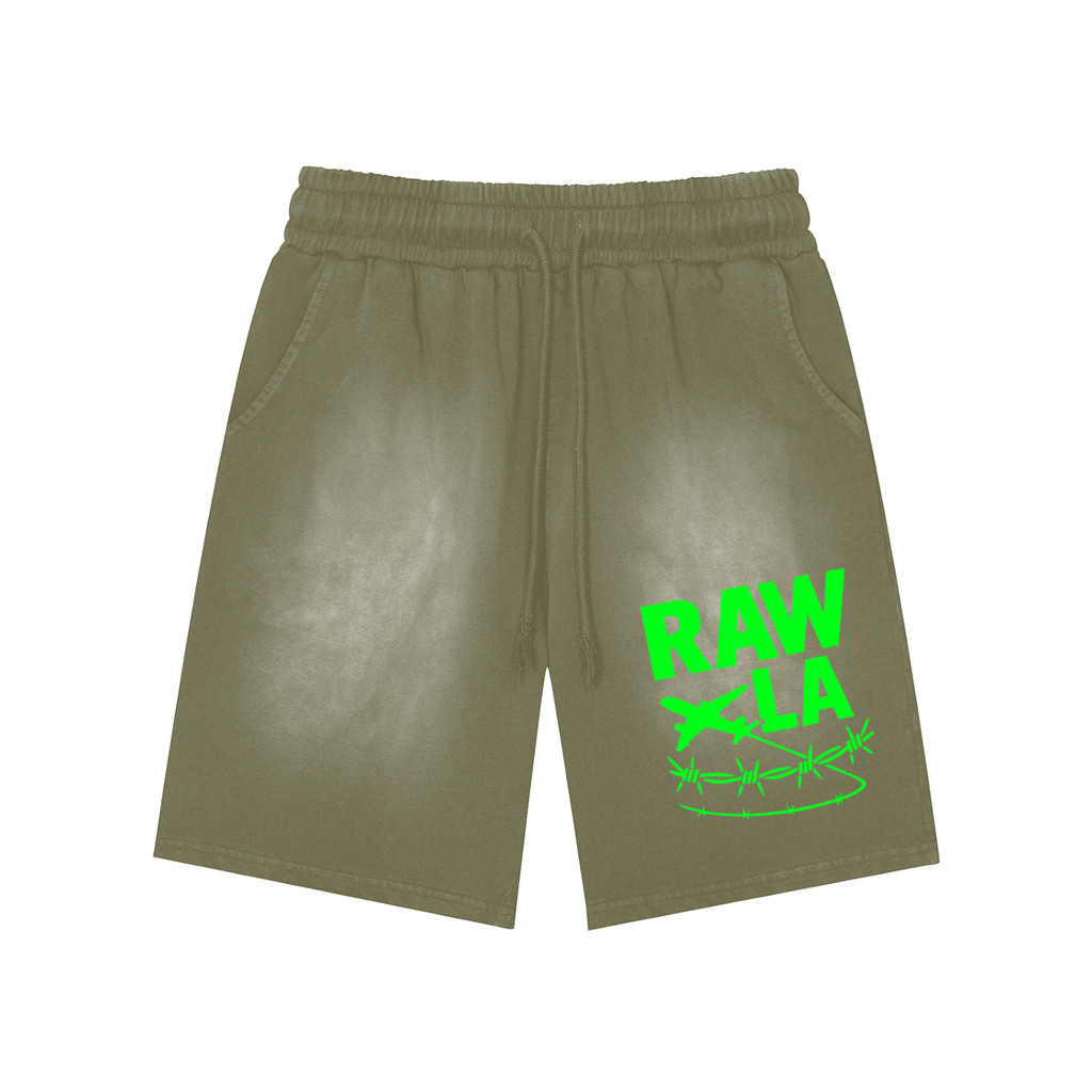 Raw LA-Washed Shorts Green